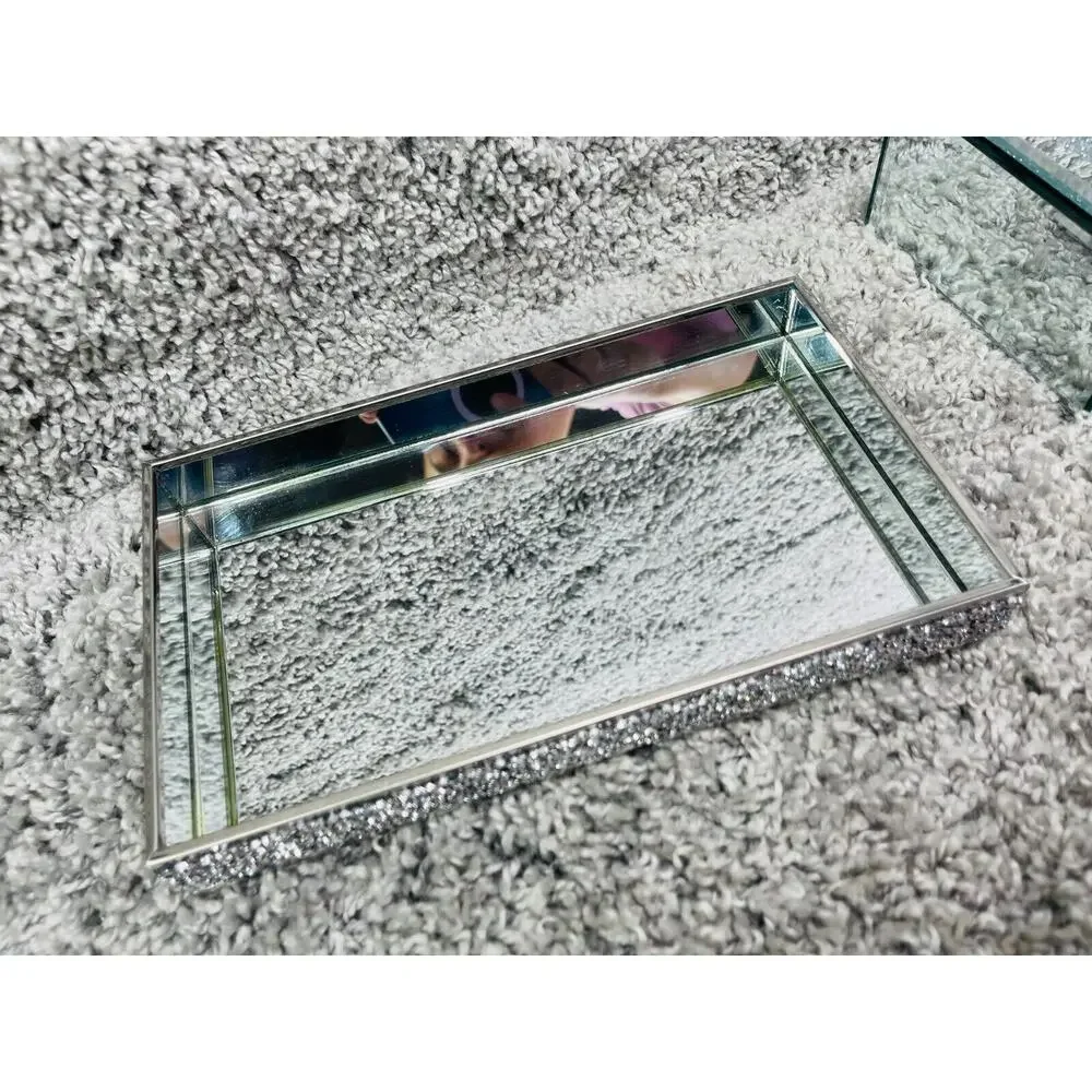 Mirror Jewelry Rectangle Box Organizer Trinket Room Decor